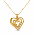 Collar de acero inoxidable bañado en oro 18k PVD con colgante de corazón en capas concéntricas hecho en España.
