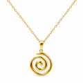 Collar de acero inoxidable bañado en oro 18k PVD con colgante en forma de espiral orgánica hecho en España.