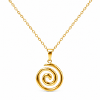 Collar de acero inoxidable bañado en oro 18k PVD con colgante en forma de espiral orgánica hecho en España.