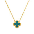 Collar Trèfle Signature verde: trébol de cuatro hojas verde malaquita con borde perlado en oro 18K PVD