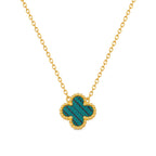 Collar Trèfle Signature verde: trébol de cuatro hojas verde malaquita con borde perlado en oro 18K PVD