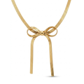 Collar de cadena plana con motivo de lazo en acero bañado en oro de 18K PVD, hecho en España.