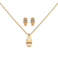 Juego de collar con colgante y pendientes de acero bañado en oro 18K PVD tricolor hecho en España