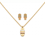 Juego de collar con colgante y pendientes de acero bañado en oro 18K PVD tricolor hecho en España