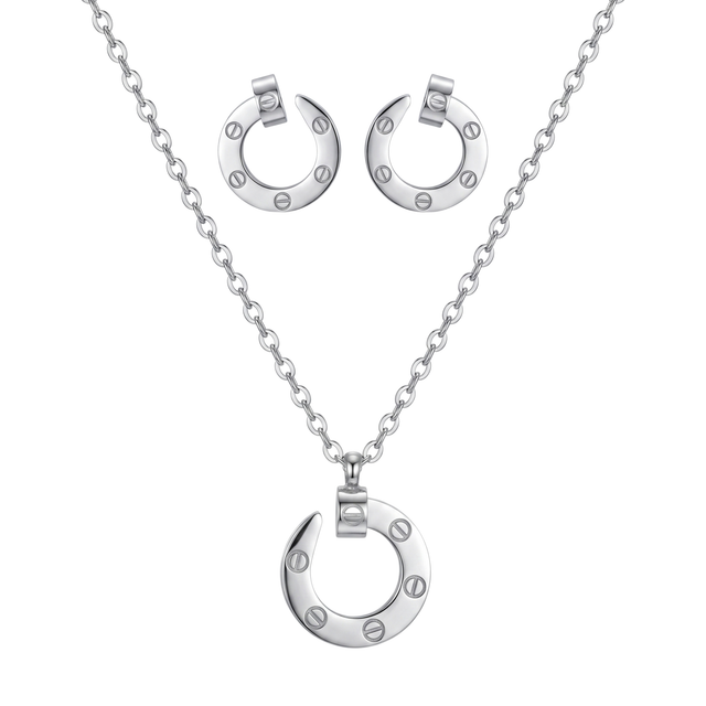 Collar y Pendientes Clou Circulaire Argenté