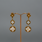 Pendientes Colgantes con Motivos de Flores y Círculos - 100% Acero Bañado en Oro 18K