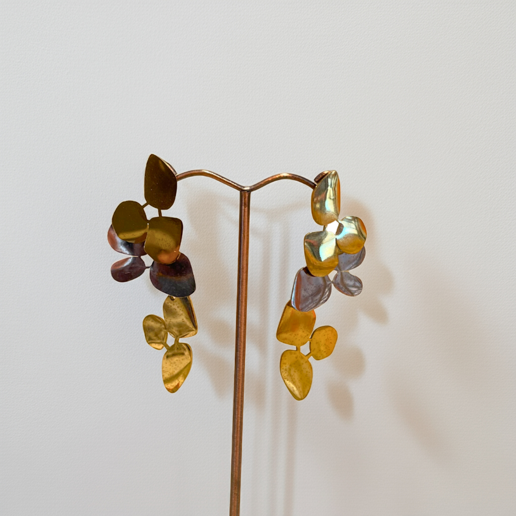 Pendientes Colgantes Pétalos Abstractos Multitono - 100% Acero Bañado en Oro 18K
