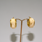 Pendientes de Aro con Resina de Mármol Blanco - 100% Acero Bañado en Oro 18K