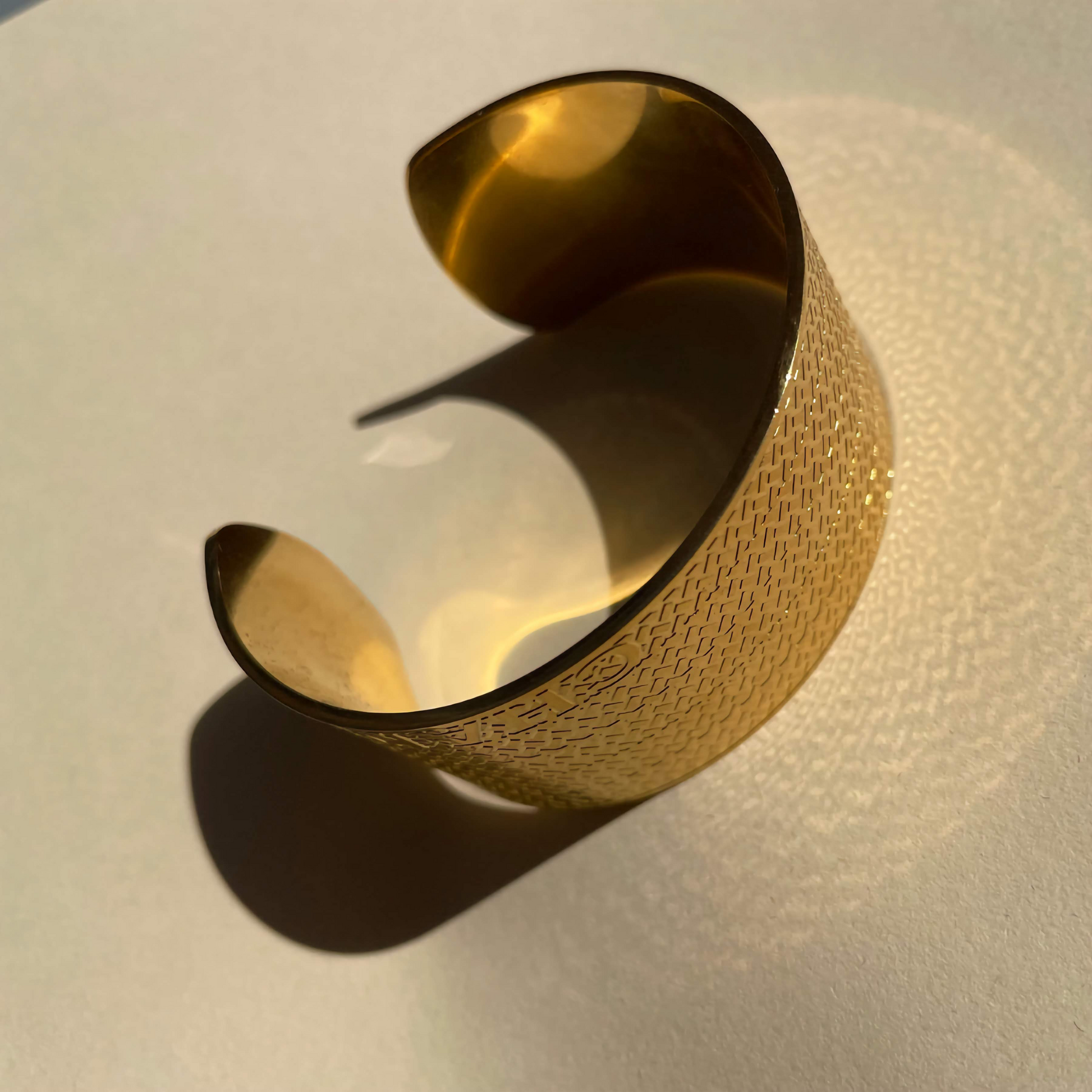 Textured Cuff Bracelet - 100% 18K Gold Plated Steel
