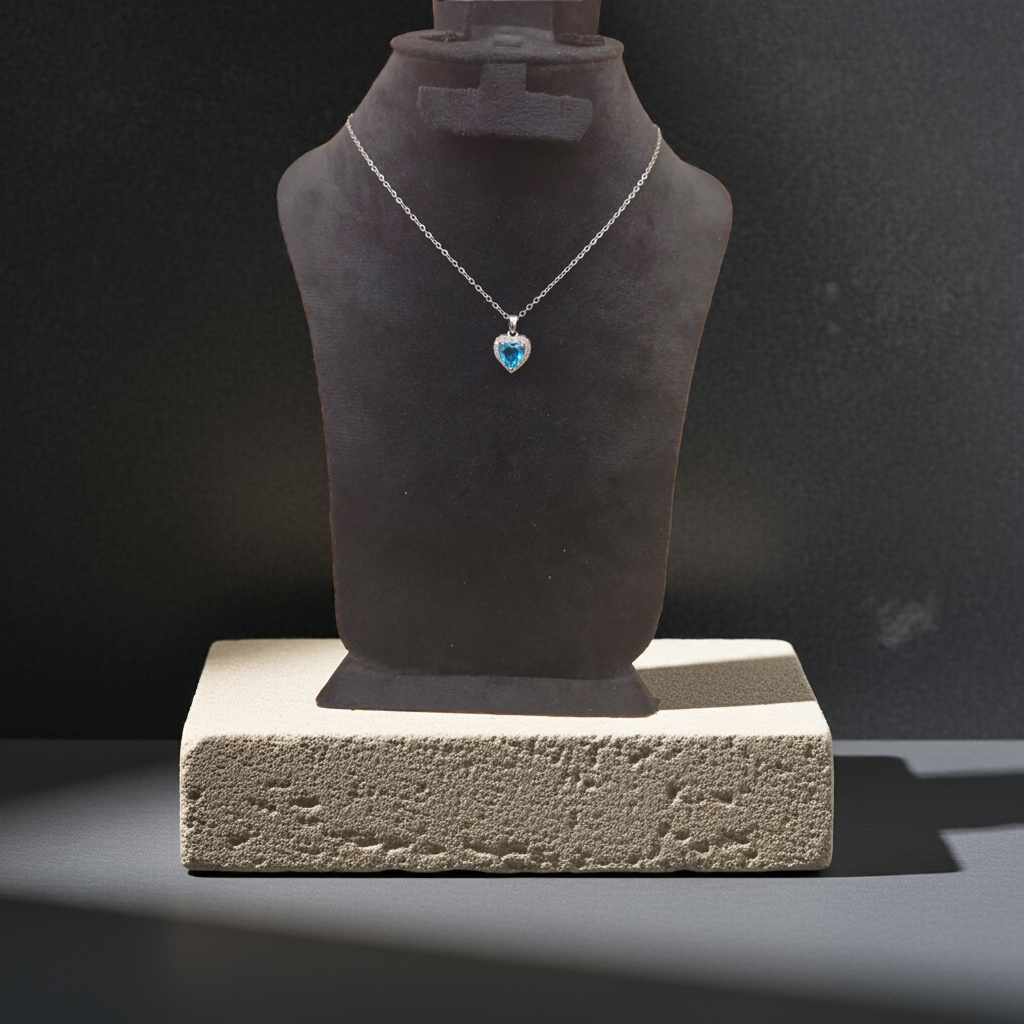Collier Coeur Turquoise - 100% Acier Plaqué Argent