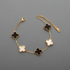 Pulsera con Motivos de Trébol Bicolores de Acero 100% Bañado en Oro 18K
