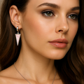 Hoop Earrings with Mother-of-Pearl Triangle Pendant - Anti-Allergic Stainless Steel