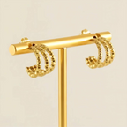 Pendientes de Acero Inoxidable Bañados en Oro de 18K con Acabado Láser