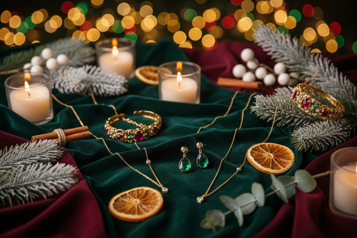 generate an image for christmas and also have joyeria products but make it diffrent than th eprevious one you make