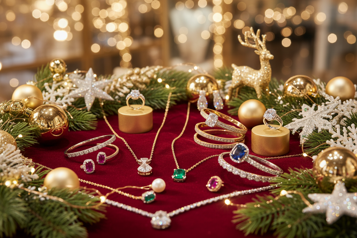 generate an image for christmas and also have joyeria products 