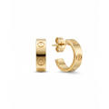 Pendientes de medio aro en acero bañado en oro de 18K PVD con motivos circulares grabados, hechos en Egipto.