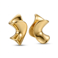 Pendientes de diseño escultural orgánico y formas onduladas en acero bañado en oro de 18K, fabricados en España.