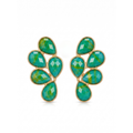 Pendientes de racimo con piedras en forma de lágrima verde esmeralda facetadas de acero inoxidable con baño de oro de 18k PVD hechos en España.
