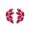 Pendientes de racimo en abanico con piedras marquesa fucsia de acero inoxidable con baño de oro de 18k PVD hechos en España.