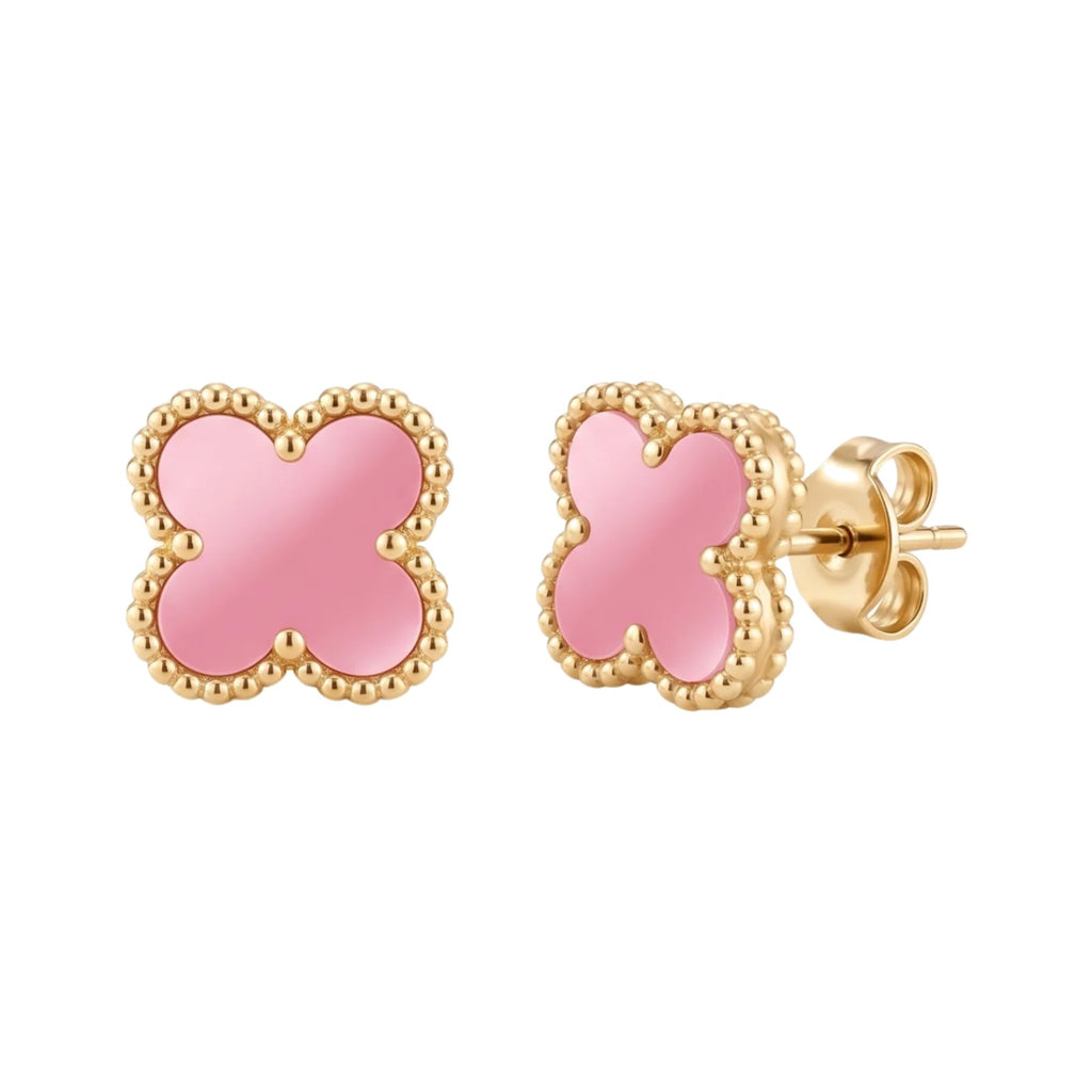 Pendientes Trèfle Signature rosa pastel