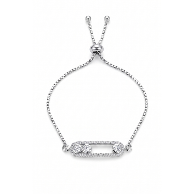 Bracelet ajustable Cartouche Pavé & Gemmes en mouvement