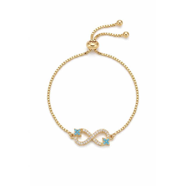 Bracelet Riviera Infini avec Pavé Doré & Accents Turquoise