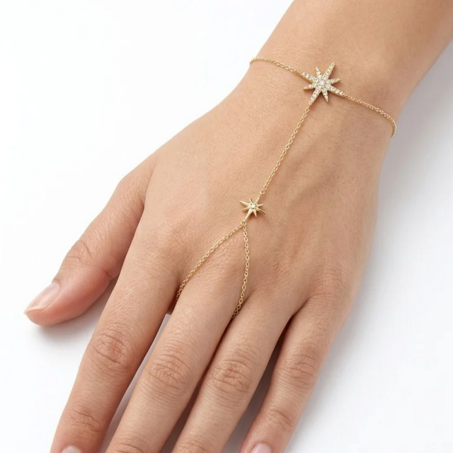 Handarmband Double Étoile Céleste Pavé Solaire