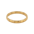 Pulsera elástica de eslabones geométricos bañada en oro de 18k de diseño minimalista fabricada en España.