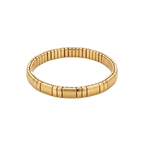 Pulsera elástica de eslabones geométricos bañada en oro de 18k de diseño minimalista fabricada en España.