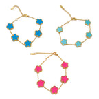 Pulsera Fleur Signature en turquesa, celeste y rosa
