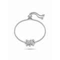 Pulsera ajustable de acero con baño en plata 925 PVD y charm de oso en pavé de circonitas fabricada en España