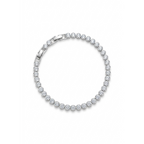 Pulsera tennis de circonitas redondas engastadas en chatón en acabado plata brillante[cite: 13], con laminado en oro premium 18K PVD hecho en España.