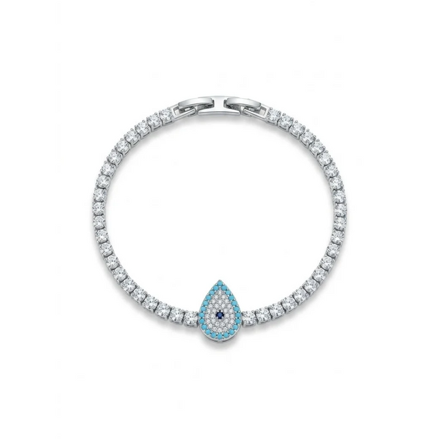 Pulsera Tennis Œil Protecteur Bleu Turquesa