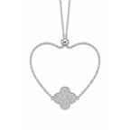 Pulsera ajustable de acero con baño de plata 925 PVD y dije de trébol en pavé de circonitas hecha en España
