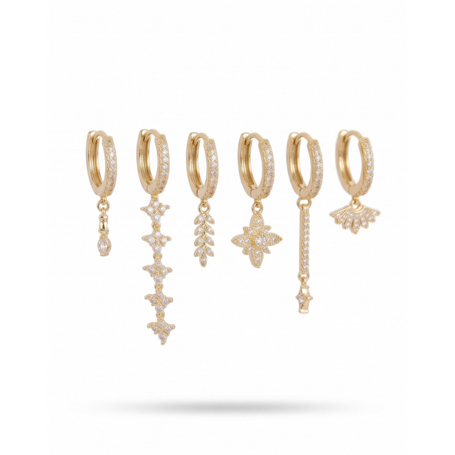 Ohrring-Set Cascades Solaire & Pavé Doré