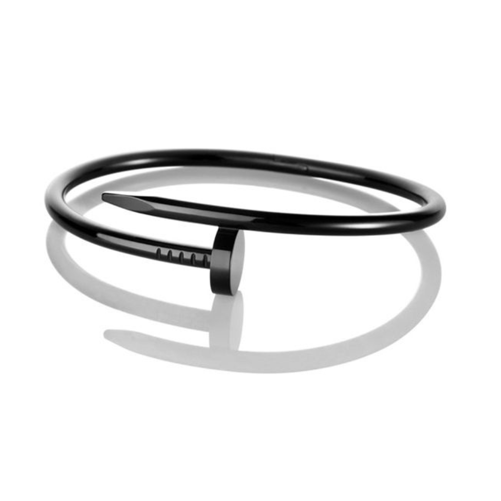 Pulsera Diseño Clavo Ajustable - 100% Acero Bañado en Rodio Negro