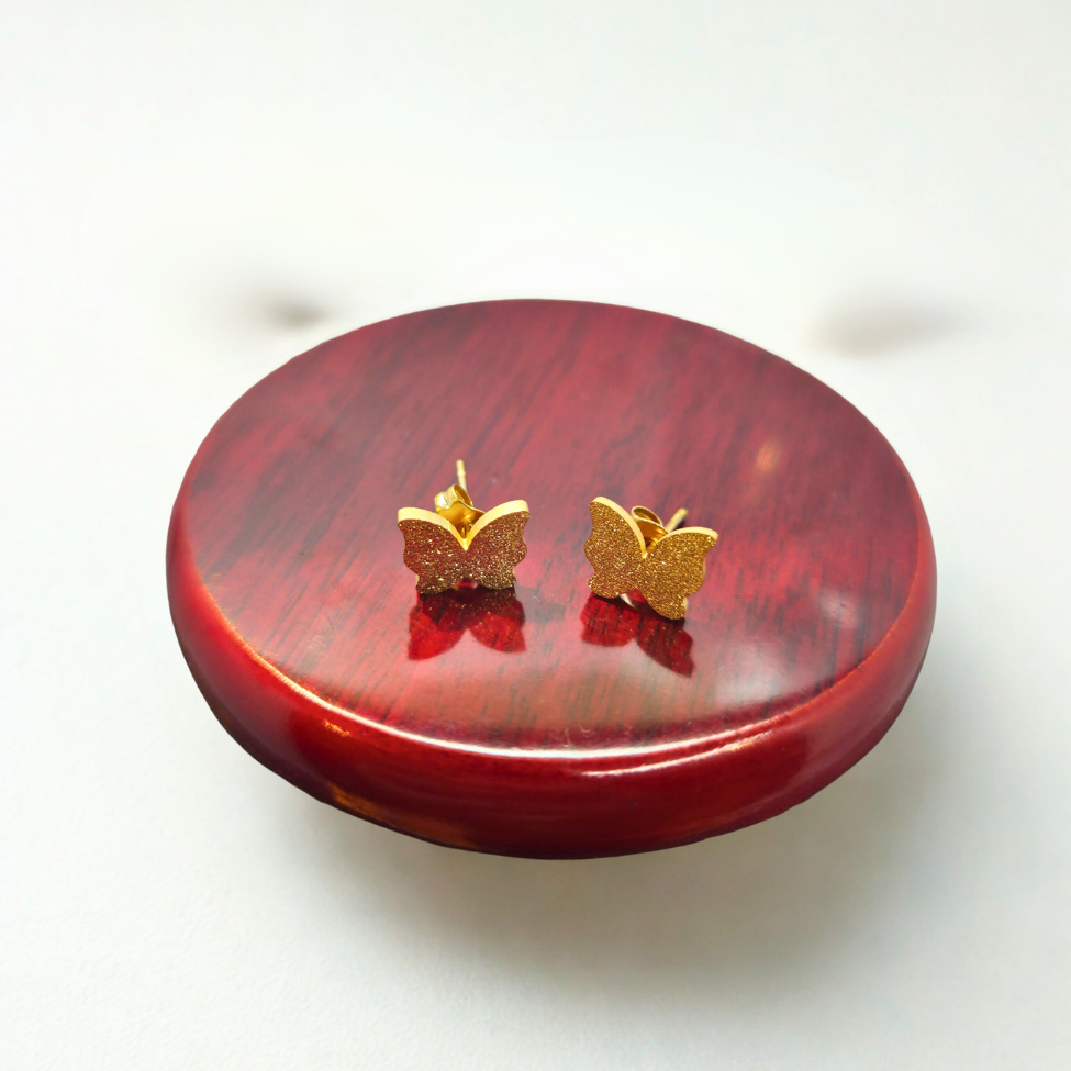 Conjunto Collar y Pendientes Mariposas con Circonitas - 100% Acero Bañado en Oro 18K