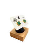 Pendientes Trébol de la Suerte Verde - Acero 100% Bañado en Oro 18K