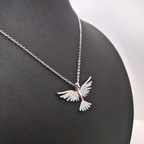 Collar de Paloma con Circonitas Turquesa 100% Acero Inoxidable Color Plata
