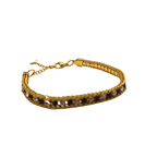 Pulsera Bicolor con Circonitas y Diseño Trenzado 100% Acero Bañado en Oro 18K