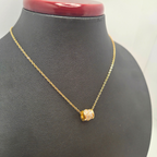 Collar de Acero Inoxidable 100% con Colgante de Cilindro de Zirconias ( Oro o Plata )