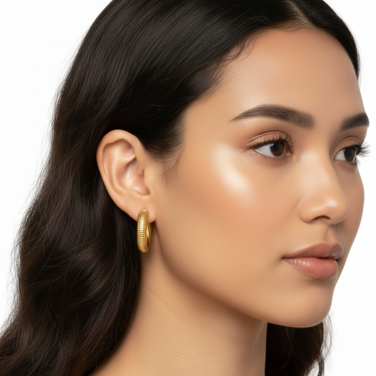 Pendientes de Aro Texturizados Dorados 100% Acero Bañado en Oro 18K