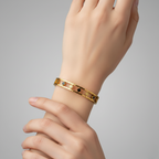 Conjunto Lujo de Diseño Geométrico (Collar, Pendientes y Pulsera) - 100% Acero Bañado en Oro 18K