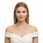 Collar Doble Cadena con Tréboles y Circonitas - 100% Acero Bañado en Oro 18K