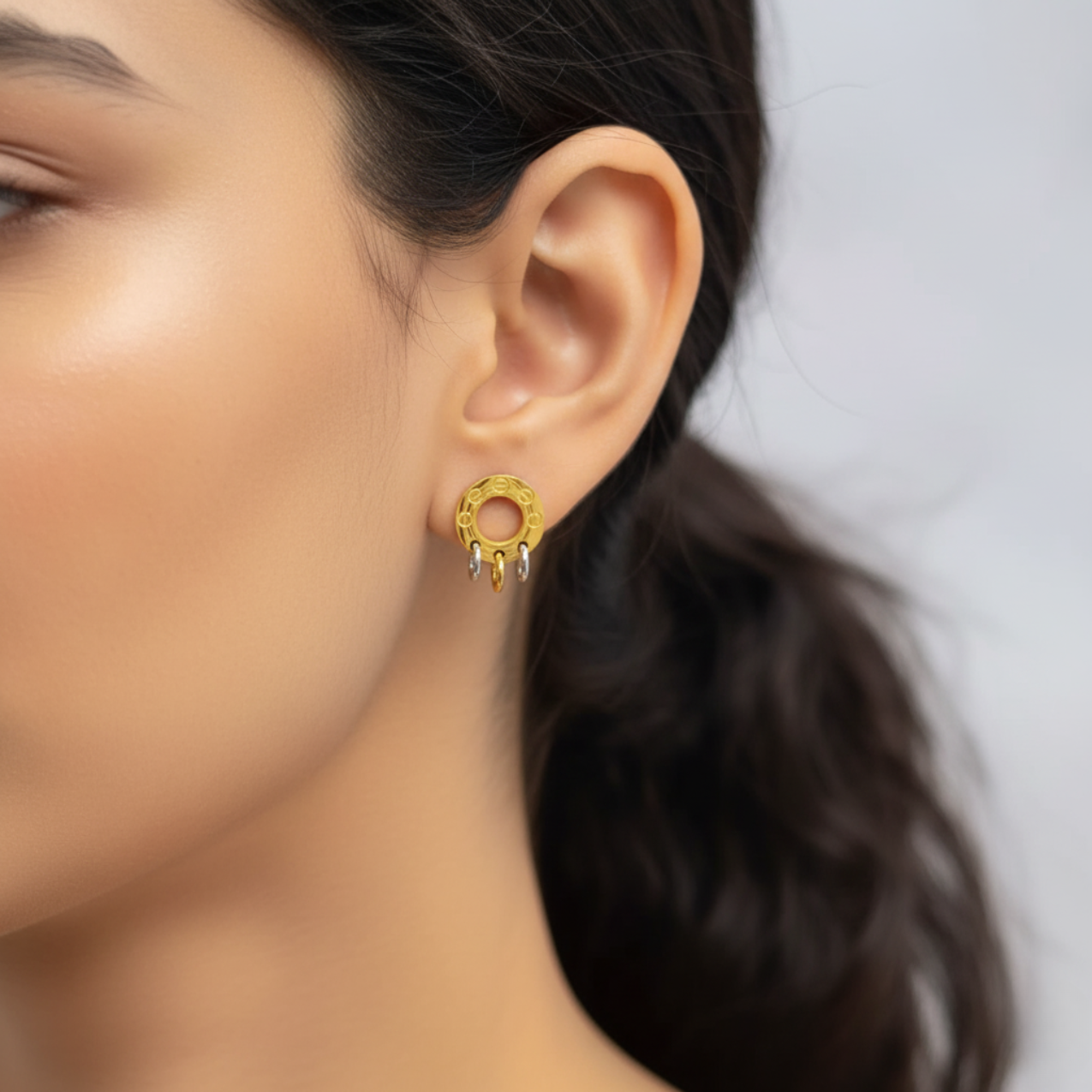 Conjunto de Tréboles de Cuatro Hojas de Colores (Collar, Pulsera y Pendientes) - 100% Acero Bañado en Oro 18K