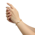 Pulsera Rígida con Trébol de Nácar Blanco y Gema 100% Acero Bañado en Oro 18K