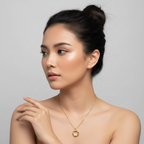 Conjunto de Joyería Círculo con Detalles Grabados 100% Acero Bañado en Oro 18K