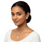 Conjunto de Collar y Pendientes de Gota con Micro Pavé de Cristales - Acero Inoxidable