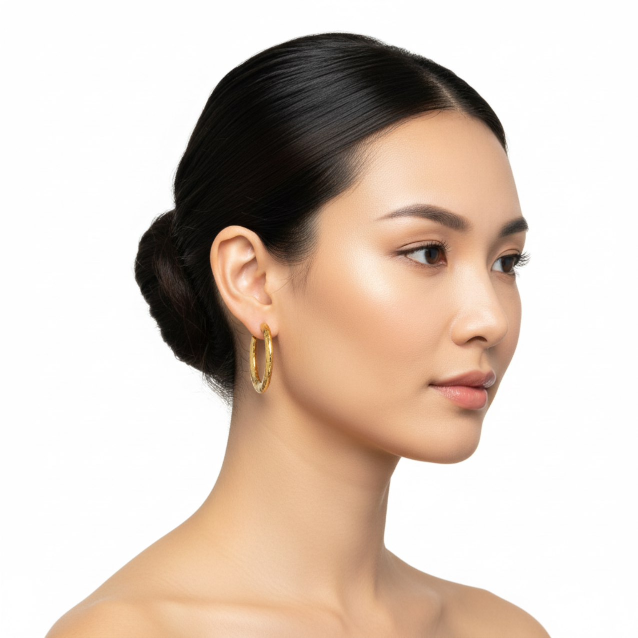 Pendientes de Aro Grabado Griego 100% Acero Bañado en Oro 18K