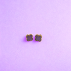 Conjunto Completo de Acero Chapado en Oro de 18K 100% con Tréboles Morados